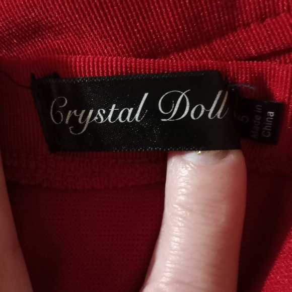 Crystal Doll Short Prom, Homecoming, Pagent Dress Red Glitter Strapless - Picture 5 of 6